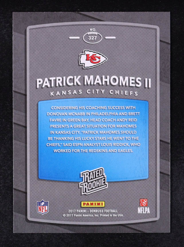 Patrick Mahomes 2017 Donruss #327 II RR RC at PristineAuction.com Patrick Mahomes 2017 Donruss #327 II RR RC at PristineAuction.com