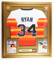 Nolan Ryan Signed Custom Framed Jersey Display Inscribed "HOF 99" with HOF Pin (PSA) at PristineAuction.com