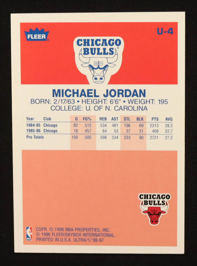Michael Jordan 1996-97 Ultra Decade of Excellence #U4 at PristineAuction.com Michael Jordan 1996-97 Ultra Decade of Excellence #U4 at PristineAuction.com