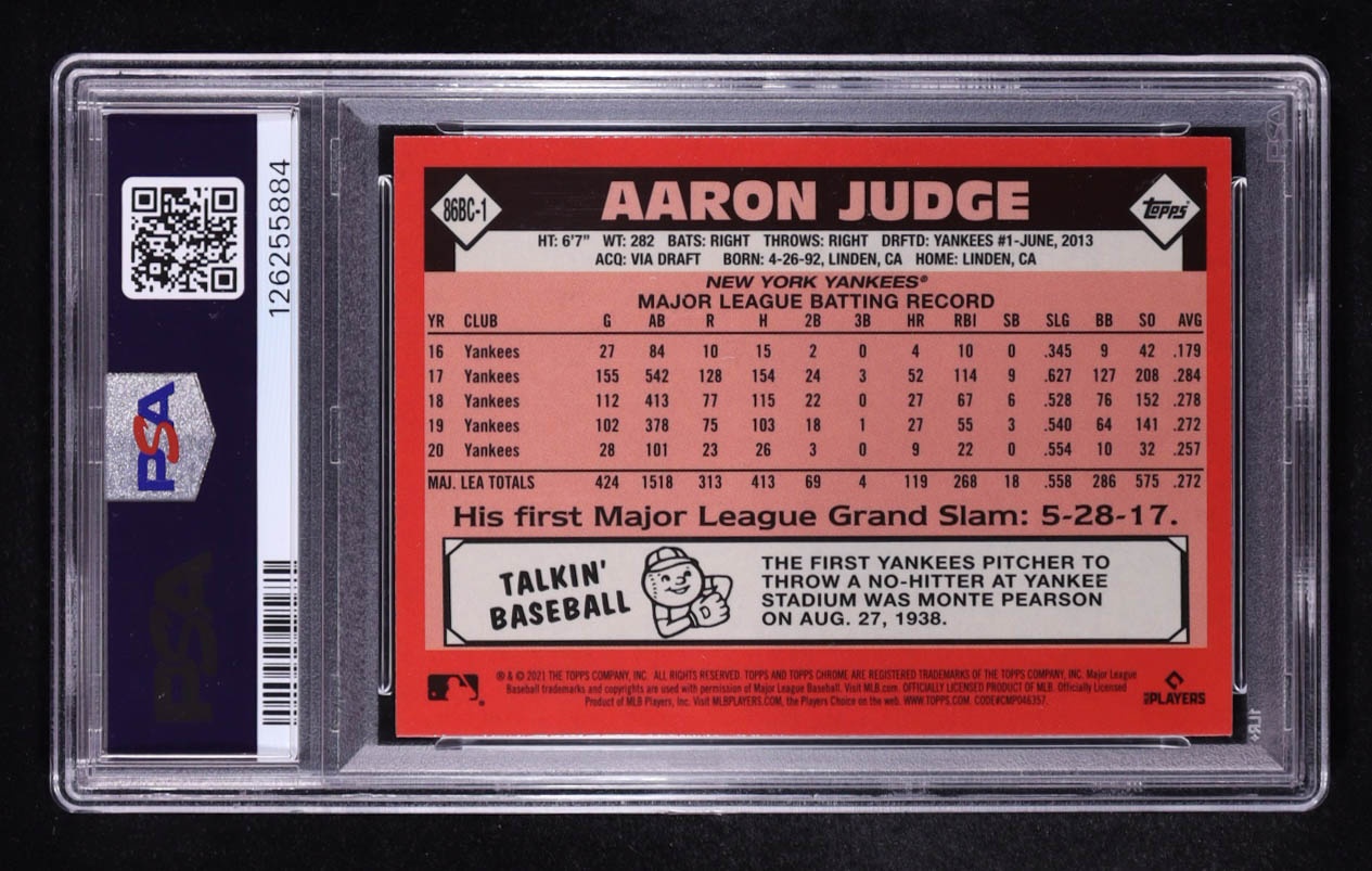 Aaron Judge 2021 Topps Chrome '86 Topps #86BC1 (PSA 10) at PristineAuction.com Aaron Judge 2021 Topps Chrome '86 Topps #86BC1 (PSA 10) at PristineAuction.com