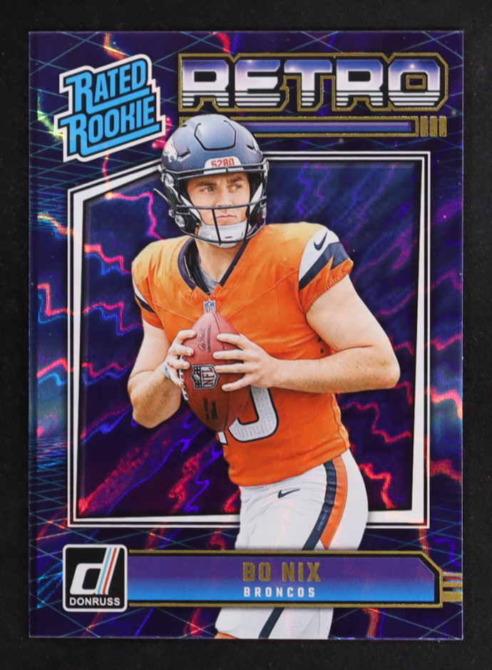 Bo Nix 2024 Donruss Rated Rookies Retro #19 RC at PristineAuction.com Bo Nix 2024 Donruss Rated Rookies Retro #19 RC at PristineAuction.com