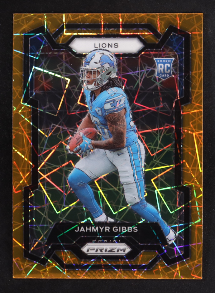 Jahmyr Gibbs 2023 Panini Prizm Prizms Orange Lazer #331 RC at PristineAuction.com Jahmyr Gibbs 2023 Panini Prizm Prizms Orange Lazer #331 RC at PristineAuction.com