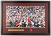 Michael Jordan "The Final Shot" Custom Framed Photo Display with NBA Finals Pin & Title Plaque at PristineAuction.com