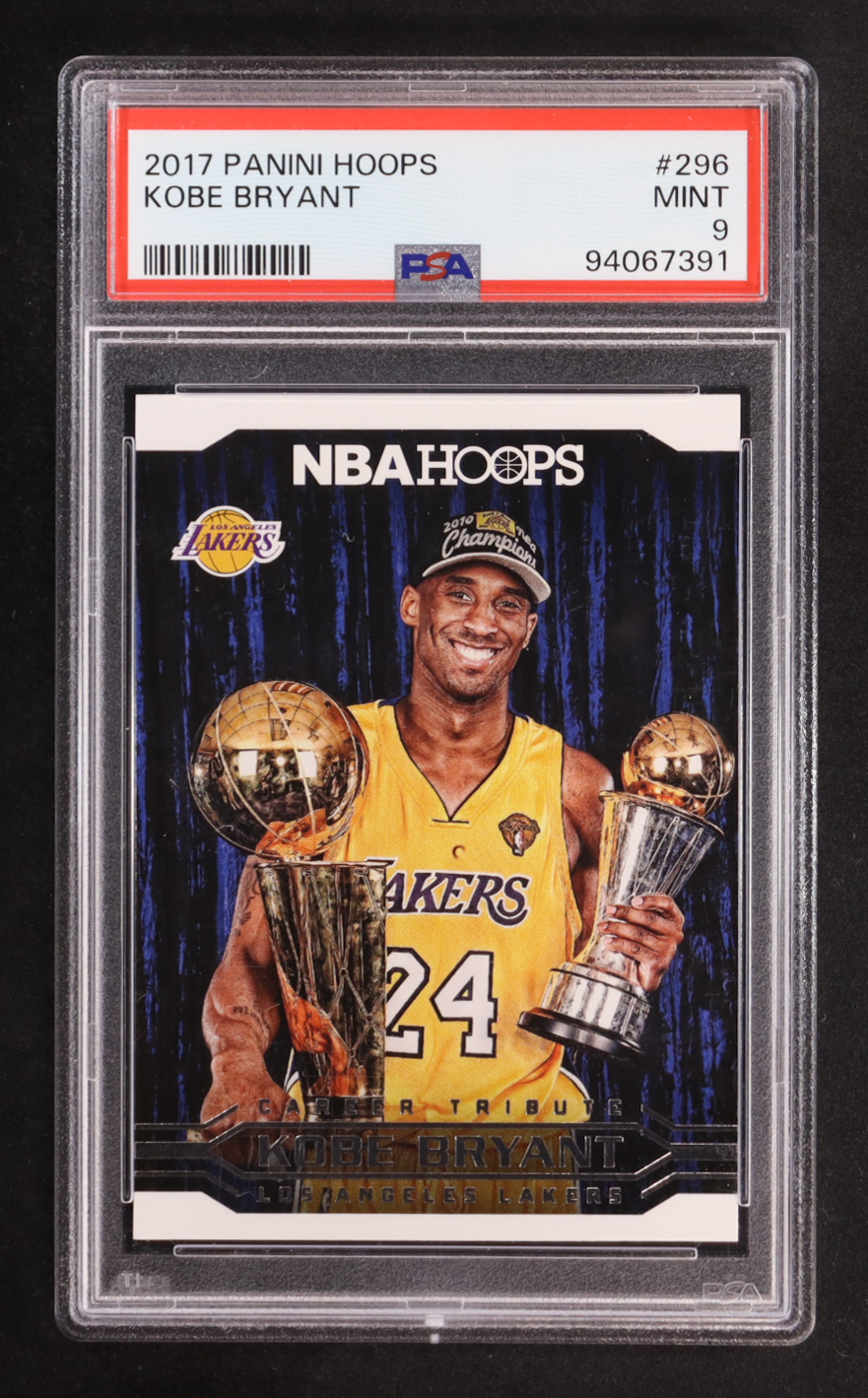 Kobe Bryant 2017-18 Hoops #296 Career Tribute (PSA 9) at PristineAuction.com Kobe Bryant 2017-18 Hoops #296 Career Tribute (PSA 9) at PristineAuction.com