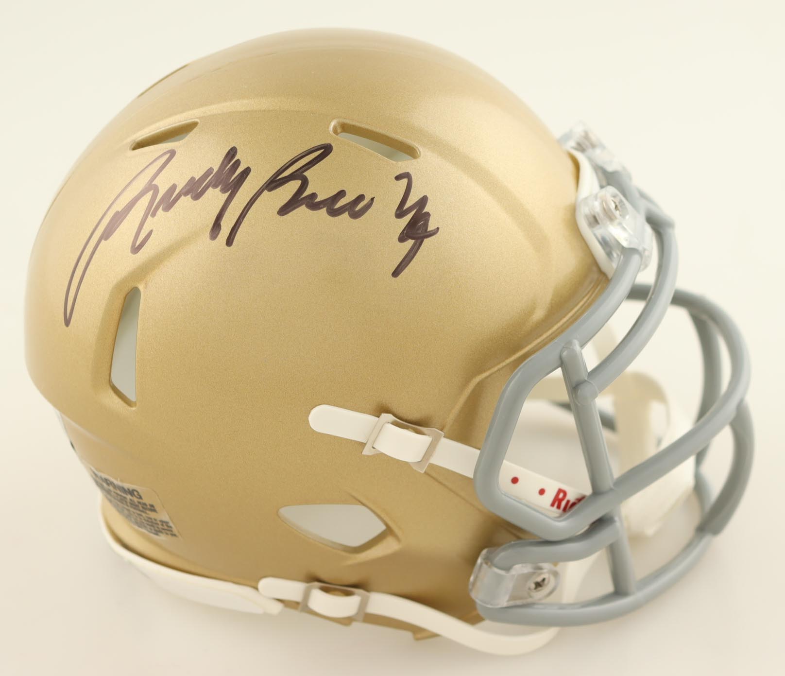 Rudy Ruettiger Signed Notre Dame Fighting Irish Speed Mini Helmet (Fanatics) at PristineAuction.com Rudy Ruettiger Signed Notre Dame Fighting Irish Speed Mini Helmet (Fanatics) at PristineAuction.com