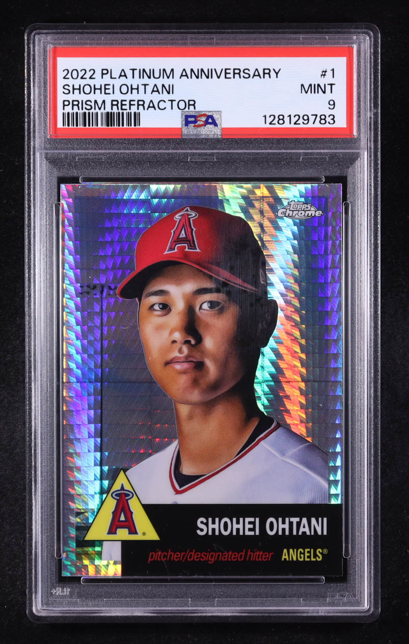 Shohei Ohtani 2022 Topps Chrome Platinum Anniversary Prism Refractors #1 (PSA 9) at PristineAuction.com Shohei Ohtani 2022 Topps Chrome Platinum Anniversary Prism Refractors #1 (PSA 9) at PristineAuction.com