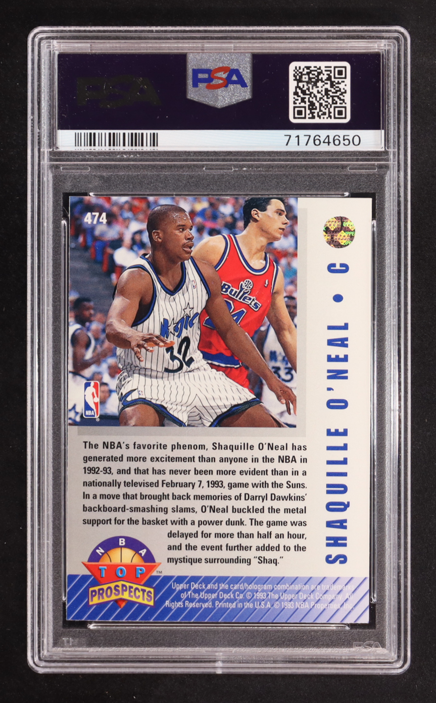 Shaquille O'Neal 1992-93 Upper Deck #474 RC (PSA 10) at PristineAuction.com Shaquille O'Neal 1992-93 Upper Deck #474 RC (PSA 10) at PristineAuction.com
