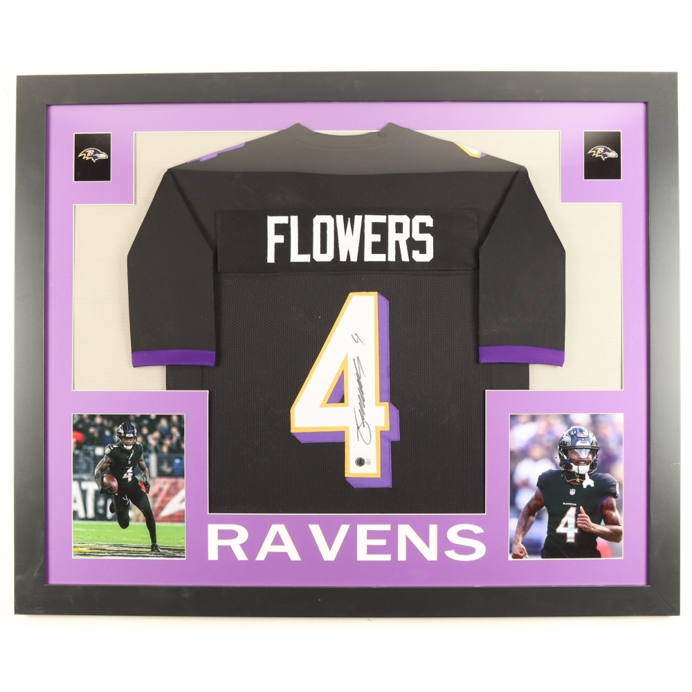 Zay Flowers Signed Custom Framed Jersey (Beckett) at PristineAuction.com