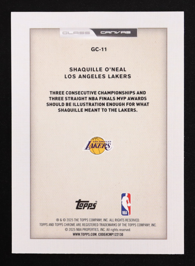 Shaquille O'Neal 2025-26 Topps Chrome Glass Canvas #GC11 at PristineAuction.com Shaquille O'Neal 2025-26 Topps Chrome Glass Canvas #GC11 at PristineAuction.com