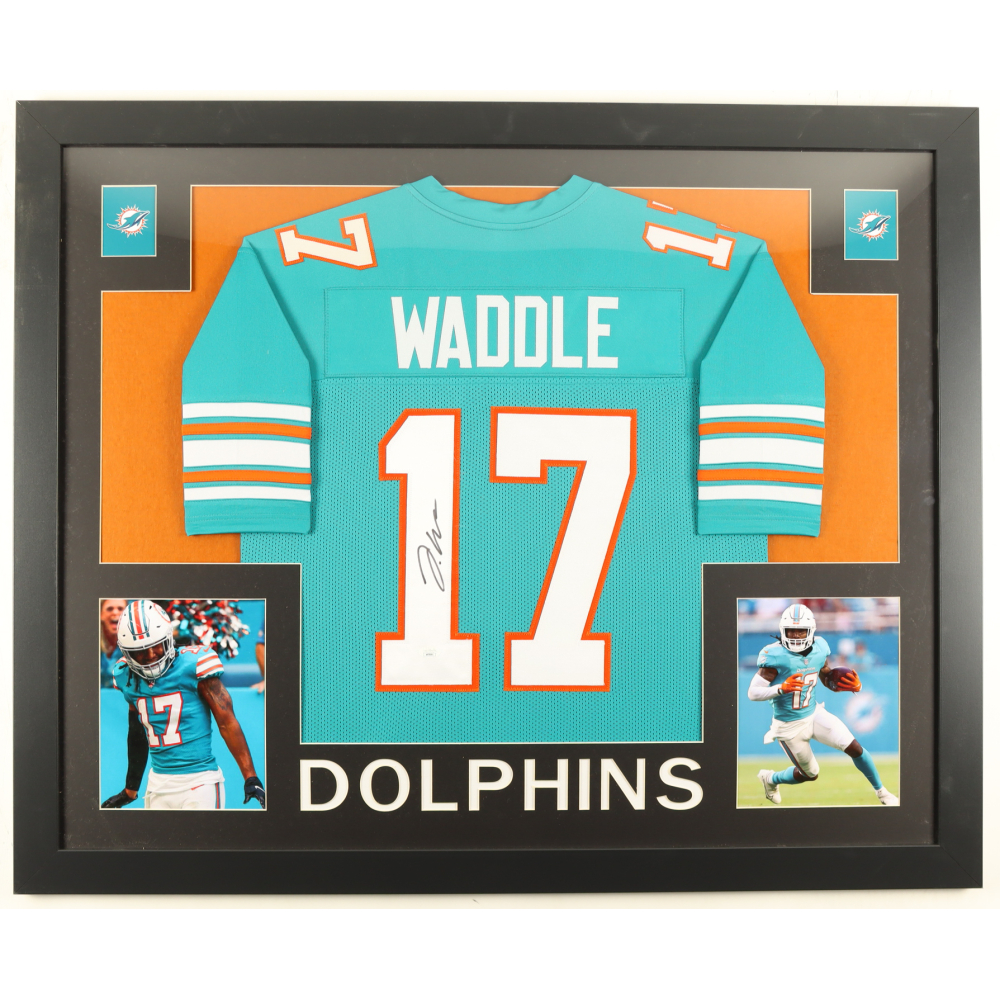 Jaylen Waddle Signed Custom Framed Jersey (JSA) at PristineAuction.com