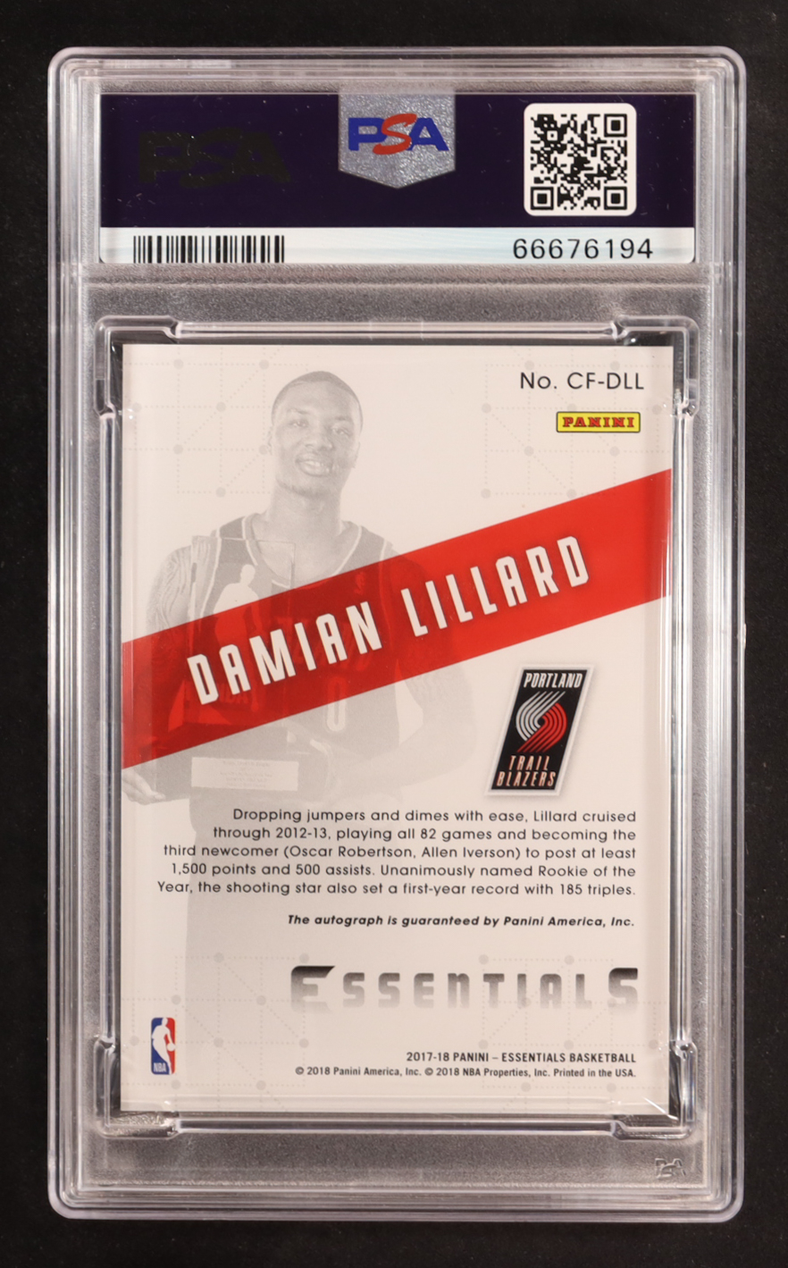 Damian Lillard 2017 Panini Essentials Claim To Fame Signatures #CF-DLL #20/99 (PSA 9) at PristineAuction.com Damian Lillard 2017 Panini Essentials Claim To Fame Signatures #CF-DLL #20/99 (PSA 9) at PristineAuction.com