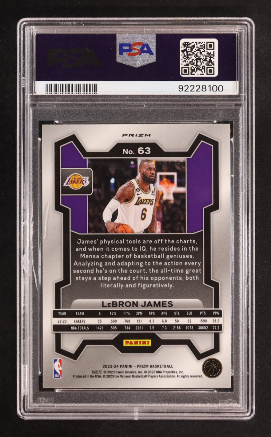 LeBron James 2023-24 Panini Prizm Prizms Red Ice #63 (PSA 10) at PristineAuction.com LeBron James 2023-24 Panini Prizm Prizms Red Ice #63 (PSA 10) at PristineAuction.com