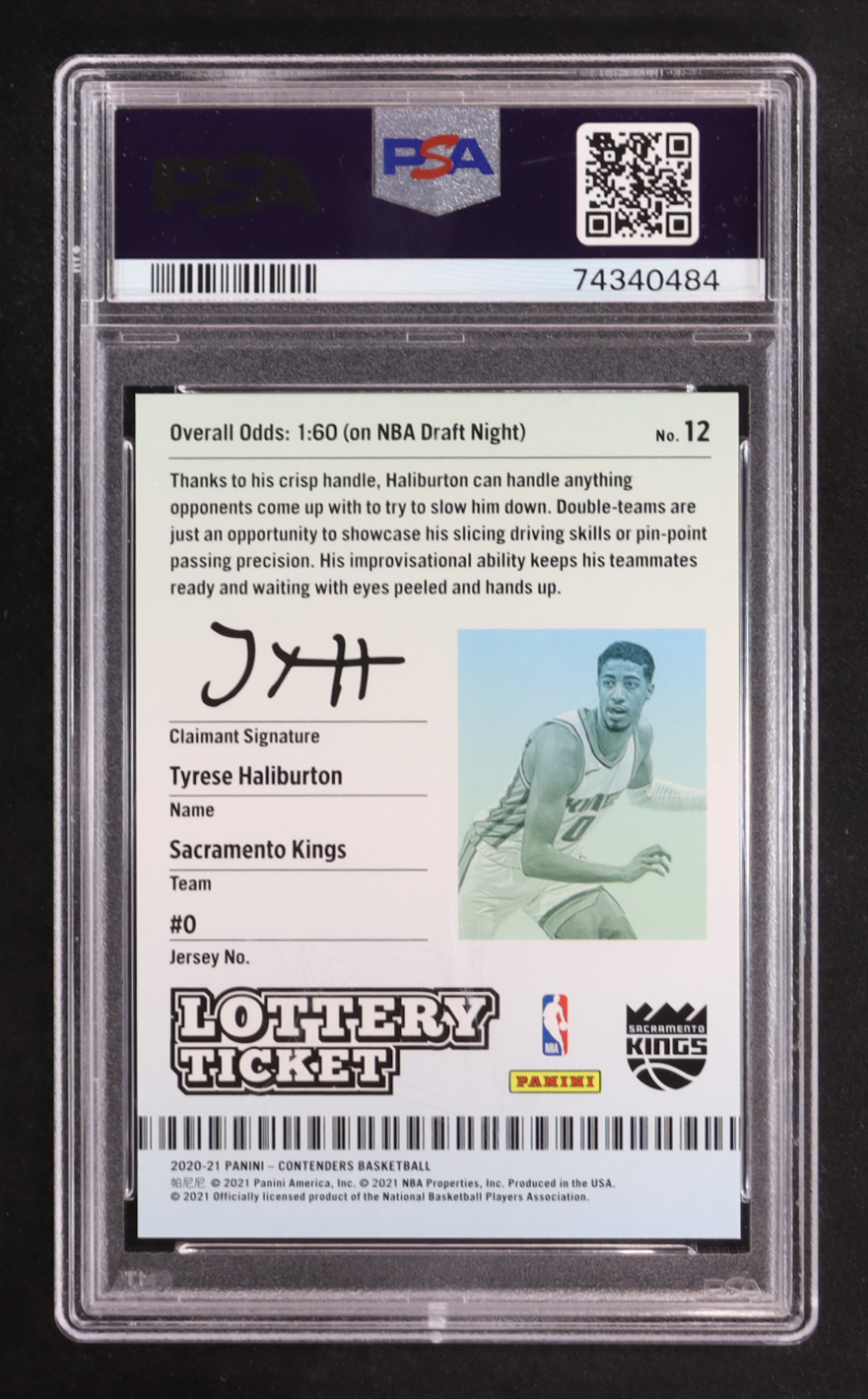 Tyrese Haliburton 2020-21 Panini Contenders Lottery Ticket #12 RC (PSA 10) at PristineAuction.com Tyrese Haliburton 2020-21 Panini Contenders Lottery Ticket #12 RC (PSA 10) at PristineAuction.com