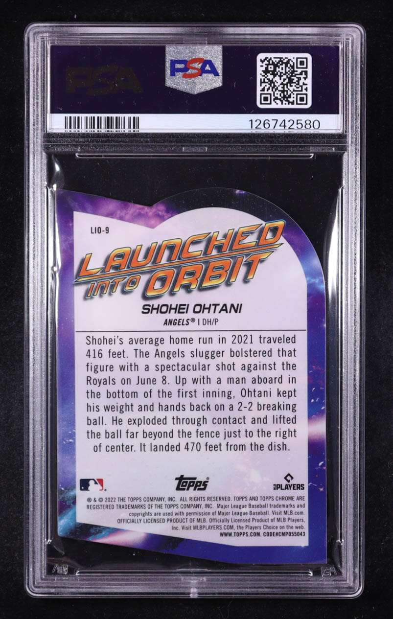 Shohei Ohtani 2022 Topps Cosmic Chrome Launched Into Orbit #LIO9 (PSA 10) at PristineAuction.com Shohei Ohtani 2022 Topps Cosmic Chrome Launched Into Orbit #LIO9 (PSA 10) at PristineAuction.com