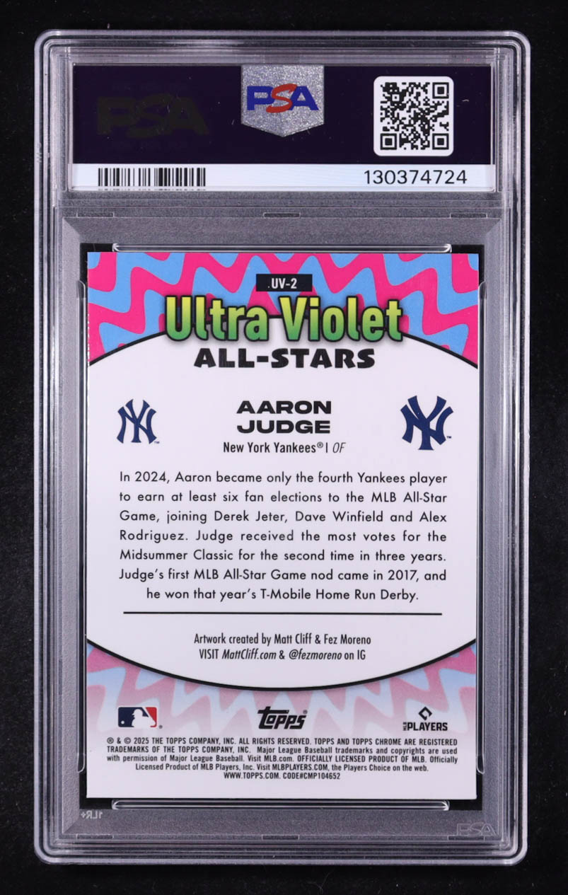 Aaron Judge 2025 Topps Chrome Ultra Violet All-Stars #UV2 (PSA 9) at PristineAuction.com Aaron Judge 2025 Topps Chrome Ultra Violet All-Stars #UV2 (PSA 9) at PristineAuction.com