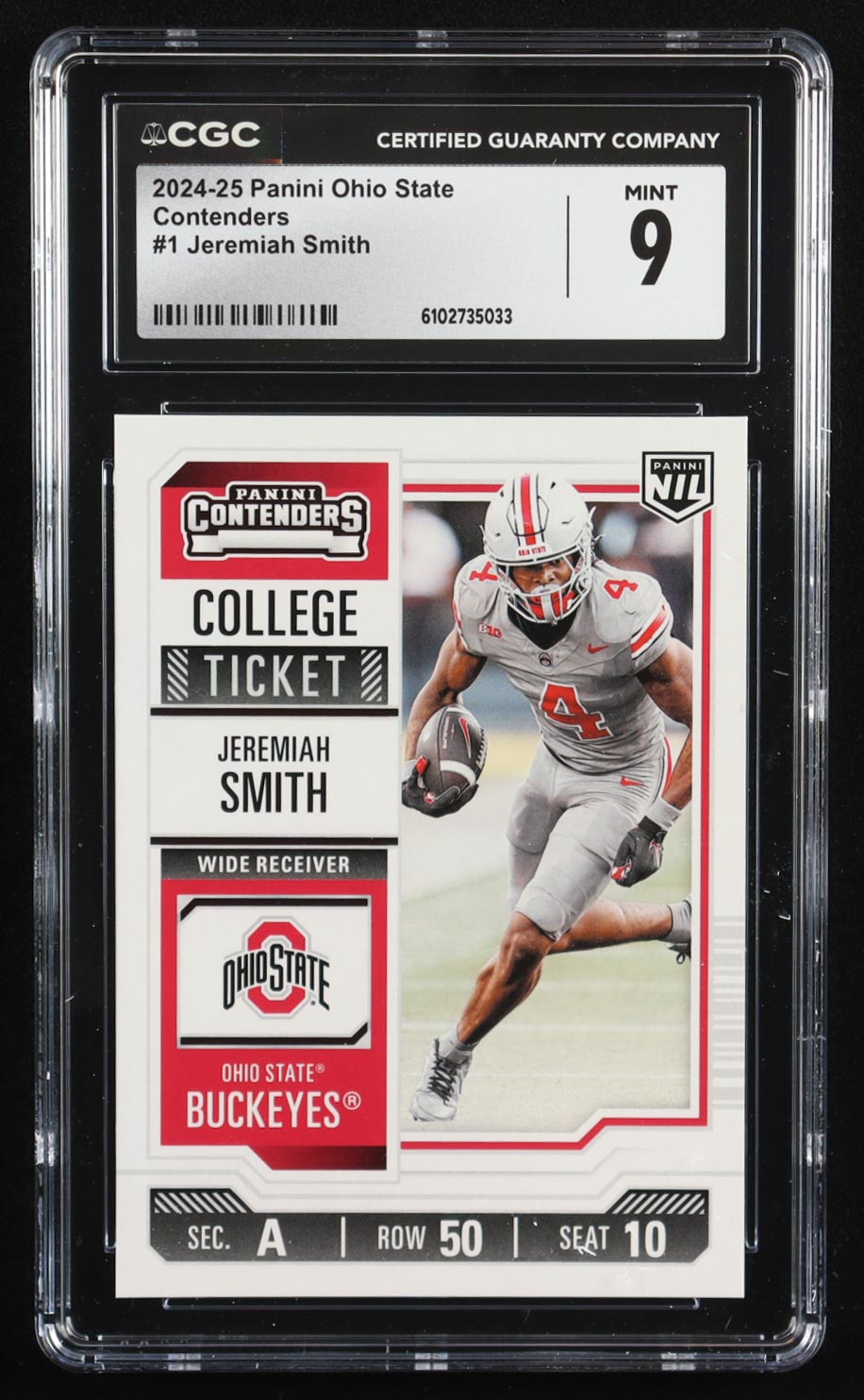 Jeremiah Smith 2024-25 The Ohio State University Panini College Contenders #1 RC (CGC 9) at PristineAuction.com Jeremiah Smith 2024-25 The Ohio State University Panini College Contenders #1 RC (CGC 9) at PristineAuction.com