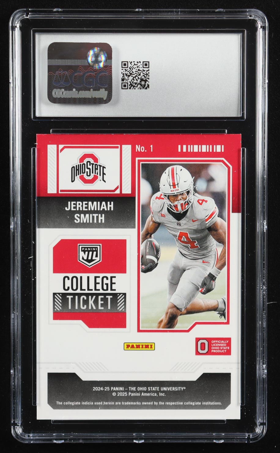 Jeremiah Smith 2024-25 The Ohio State University Panini College Contenders #1 RC (CGC 9.5) at PristineAuction.com Jeremiah Smith 2024-25 The Ohio State University Panini College Contenders #1 RC (CGC 9.5) at PristineAuction.com