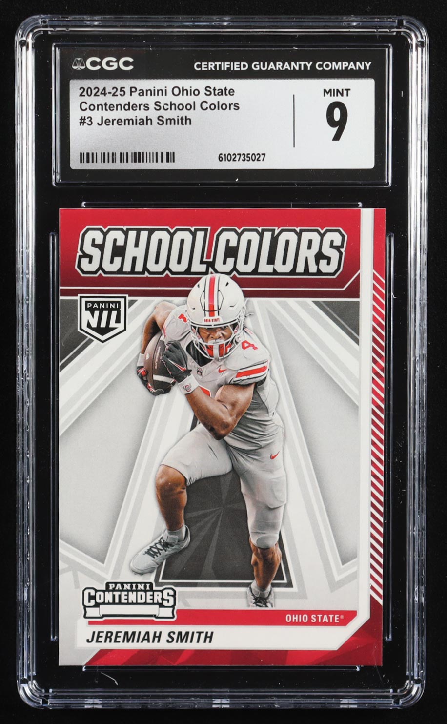 Jeremiah Smith 2024-25 The Ohio State University Panini College Contenders School Colors #3 RC (CGC 9) at PristineAuction.com Jeremiah Smith 2024-25 The Ohio State University Panini College Contenders School Colors #3 RC (CGC 9) at PristineAuction.com