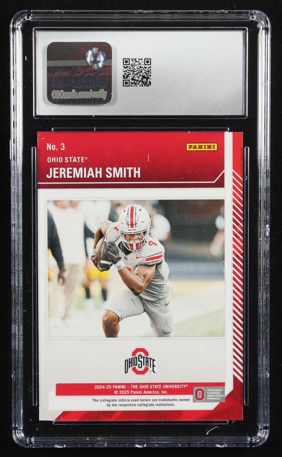 Jeremiah Smith 2024-25 The Ohio State University Panini College Contenders School Colors #3 RC (CGC 9) at PristineAuction.com Jeremiah Smith 2024-25 The Ohio State University Panini College Contenders School Colors #3 RC (CGC 9) at PristineAuction.com