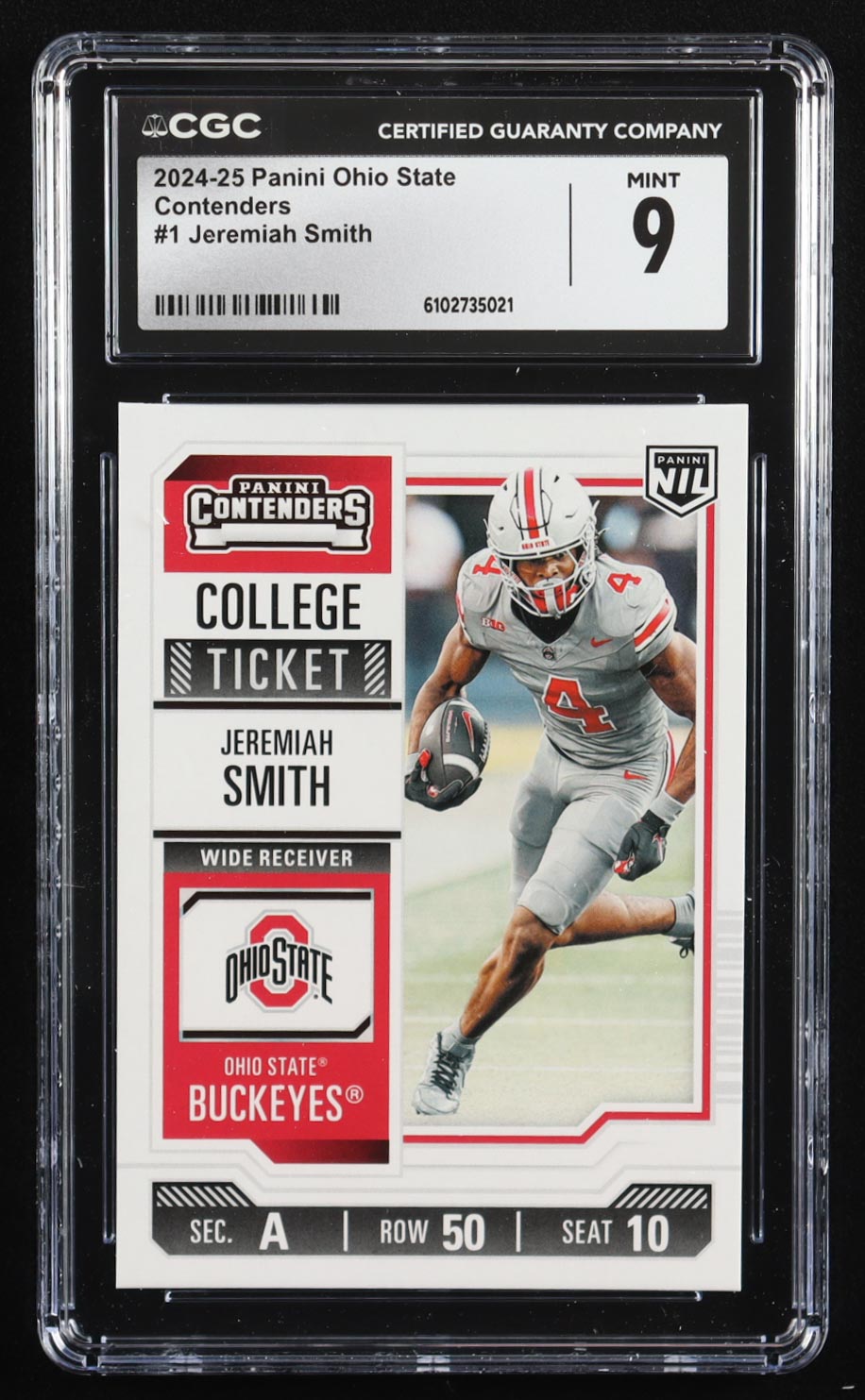 Jeremiah Smith 2024-25 The Ohio State University Panini College Contenders #1 RC (CGC 9) at PristineAuction.com Jeremiah Smith 2024-25 The Ohio State University Panini College Contenders #1 RC (CGC 9) at PristineAuction.com