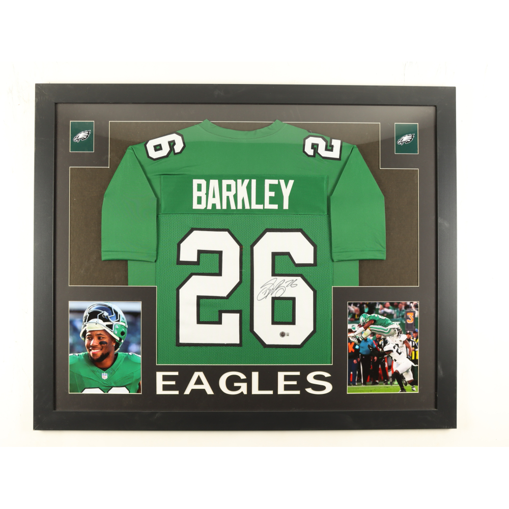 Saquon Barkley Signed Custom Framed Jersey (Beckett) at PristineAuction.com