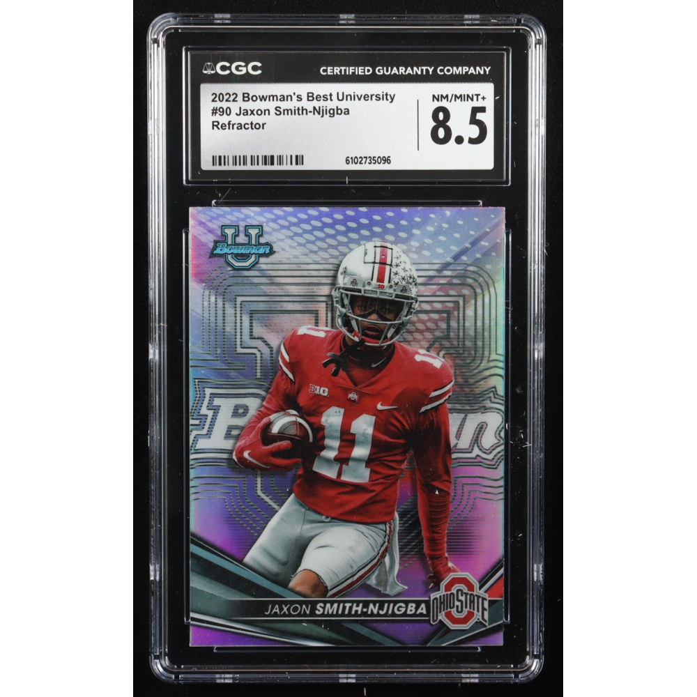 Jaxon Smith-Njigba 2022 Bowman's Best University Refractors #90 RC (CGC 8.5) at PristineAuction.com