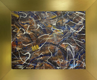 Mark Lewis Original Custom Framed Abstract Painting On Canvas (Lewis) at PristineAuction.com