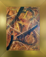 Mark Lewis Original Custom Framed Abstract Painting On Canvas (Lewis) at PristineAuction.com