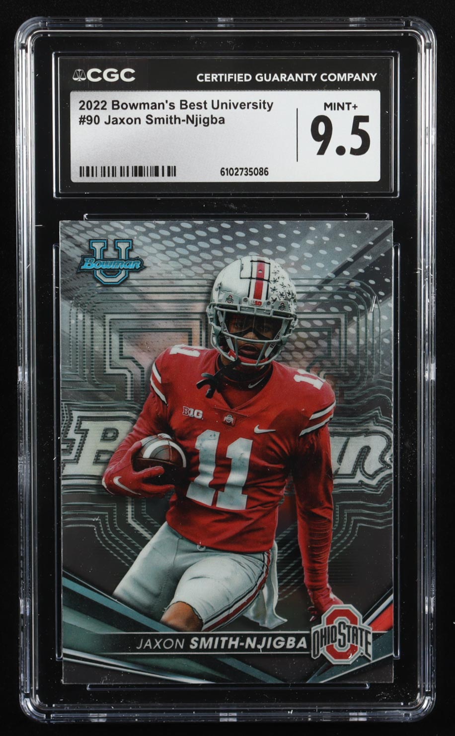 Jaxon Smith-Njigba 2022 Bowman's Best University #90 RC (CGC 9.5) at PristineAuction.com Jaxon Smith-Njigba 2022 Bowman's Best University #90 RC (CGC 9.5) at PristineAuction.com