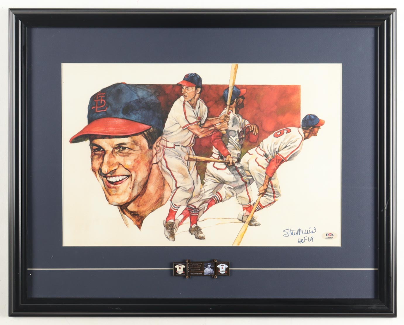 Stan Musial Signed Cardinals Custom Framed Art Print Display Inscribed "HOF 69" (PSA) at PristineAuction.com Stan Musial Signed Cardinals Custom Framed Art Print Display Inscribed "HOF 69" (PSA) at PristineAuction.com