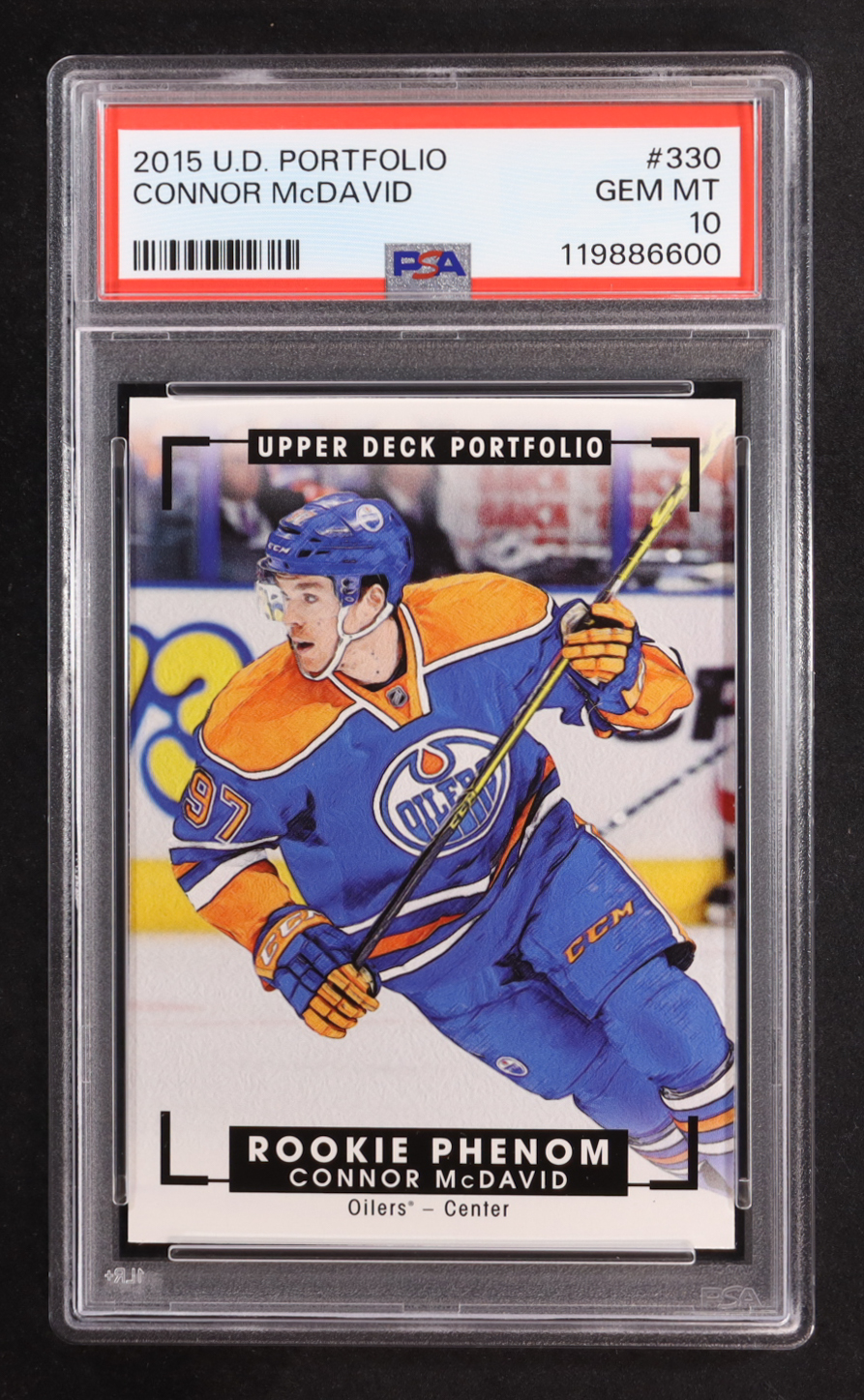 Connor McDavid 2015-16 Upper Deck Portfolio #330 RC (PSA 10) at PristineAuction.com Connor McDavid 2015-16 Upper Deck Portfolio #330 RC (PSA 10) at PristineAuction.com