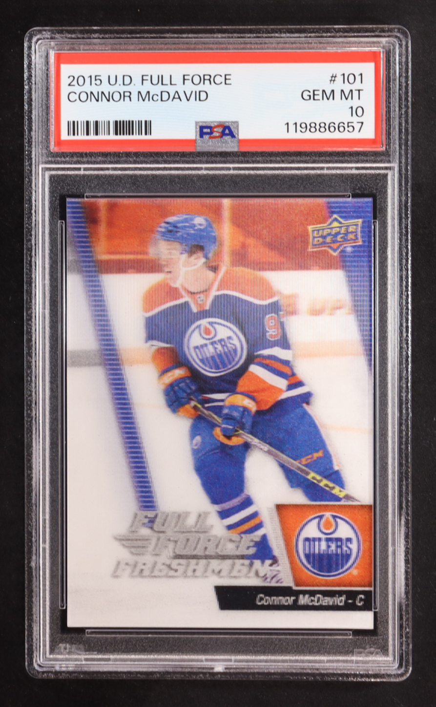 Connor McDavid 2015-16 Upper Deck Full Force #101 RC (PSA 10) at PristineAuction.com Connor McDavid 2015-16 Upper Deck Full Force #101 RC (PSA 10) at PristineAuction.com