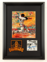 Willie Mays Signed Giants Custom Framed Photo Display with Art Print & Cloth Patch (JSA) at PristineAuction.com