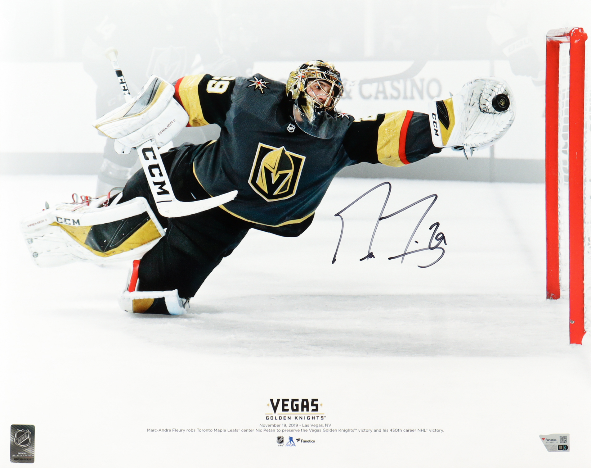 Marc-Andre Fleury Signed Golden Knights 16x20 Photo (Fanatics) at PristineAuction.com Marc-Andre Fleury Signed Golden Knights 16x20 Photo (Fanatics) at PristineAuction.com