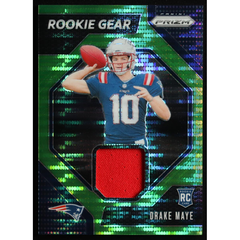 Drake Maye 2024 Panini Prizm Rookie Gear Neon Green Pulsar #6 RC at PristineAuction.com