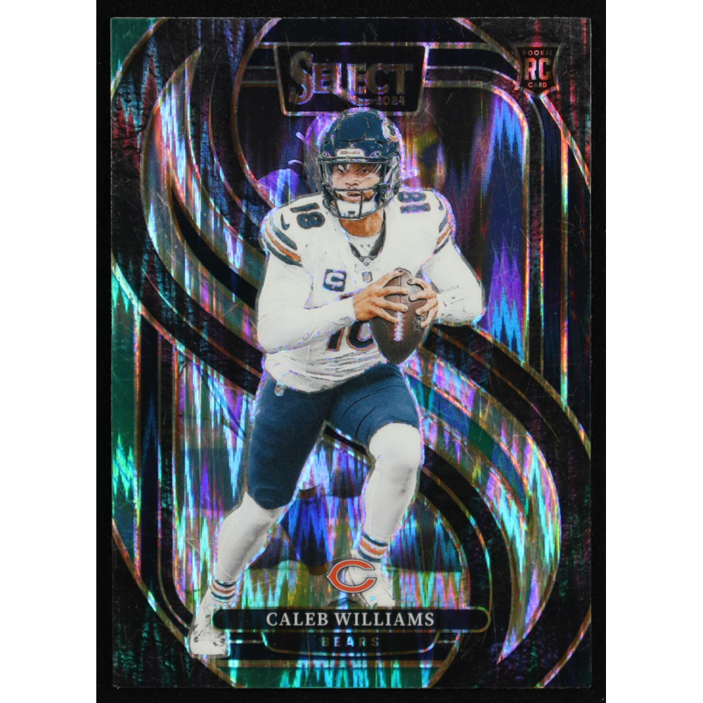 Caleb Williams 2024 Select Prizm Black and Green Shock #114 RC at PristineAuction.com