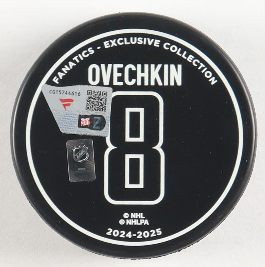 Alexander Ovechkin Signed Capitals Logo All-Time Goals Leader Commemorative Hockey Puck (Fanatics) at PristineAuction.com Alexander Ovechkin Signed Capitals Logo All-Time Goals Leader Commemorative Hockey Puck (Fanatics) at PristineAuction.com