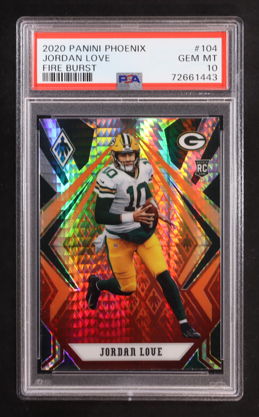 Jordan Love 2020 Panini Phoenix Fire Burst #104 RC (PSA 10) at PristineAuction.com Jordan Love 2020 Panini Phoenix Fire Burst #104 RC (PSA 10) at PristineAuction.com