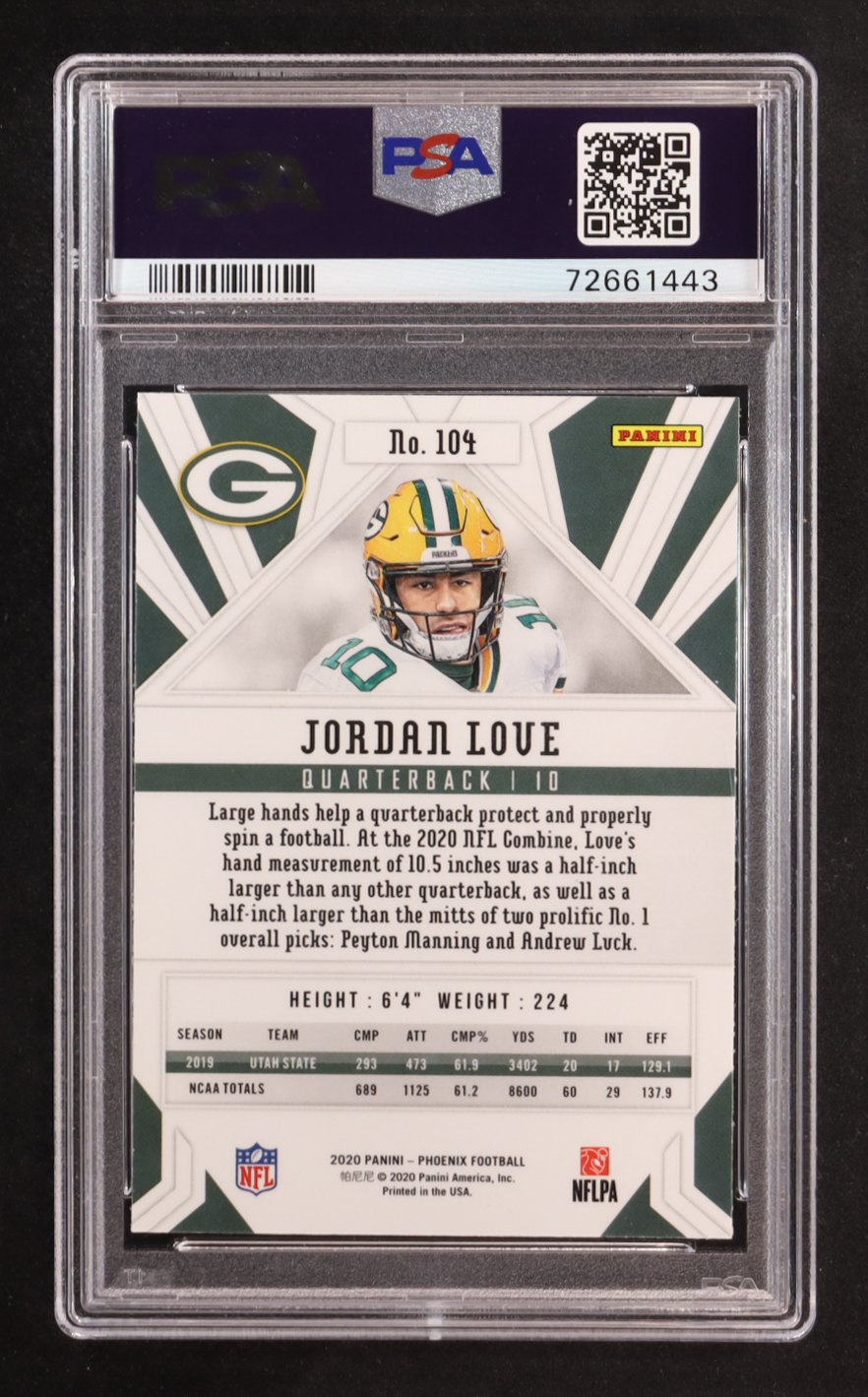 Jordan Love 2020 Panini Phoenix Fire Burst #104 RC (PSA 10) at PristineAuction.com Jordan Love 2020 Panini Phoenix Fire Burst #104 RC (PSA 10) at PristineAuction.com