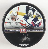 Alexander Ovechkin Signed Capitals Logo All-Time Goals Leader Commemorative Hockey Puck (Fanatics) at PristineAuction.com