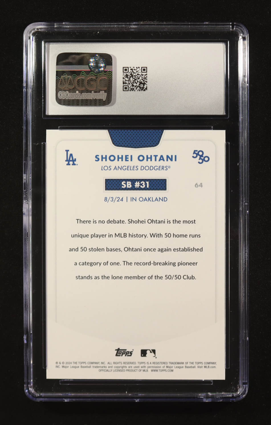 Shohei Ohtani 2024 Topps 50/50 #64 (CGC 10) at PristineAuction.com Shohei Ohtani 2024 Topps 50/50 #64 (CGC 10) at PristineAuction.com