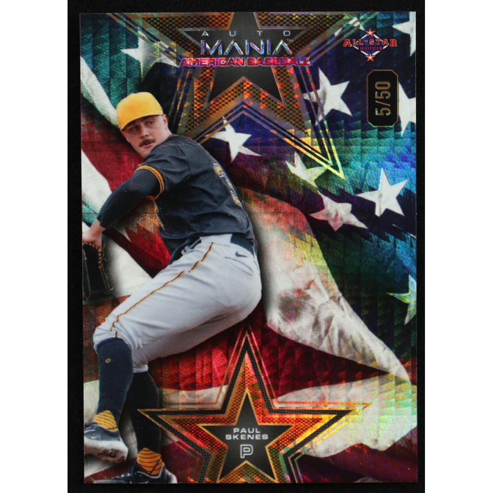 Paul Skenes 2024 Wild Card Auto Mania American Baseball American Flag Prism #AMAS-PS3 #05/50 RC at PristineAuction.com
