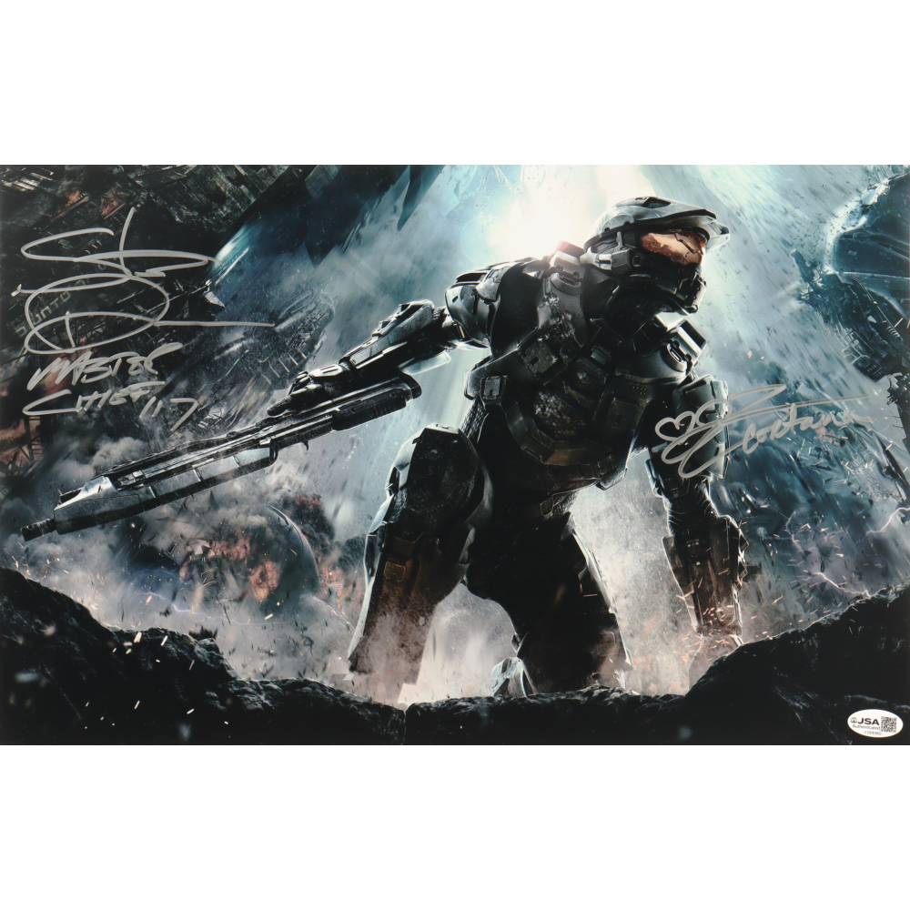 Steve Downes & Jen Taylor Signed "Halo" 11x17 Photo Inscribed "Master Chief" & "117" (JSA) at PristineAuction.com
