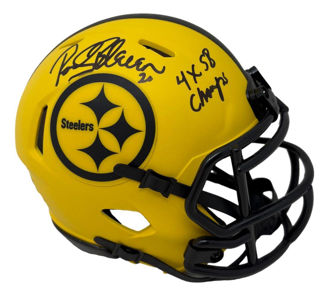 Rocky Bleier Signed Steelers Rave Alternate Speed Mini Helmet Inscribed "4x SB Champs" (Beckett) at PristineAuction.com Rocky Bleier Signed Steelers Rave Alternate Speed Mini Helmet Inscribed "4x SB Champs" (Beckett) at PristineAuction.com