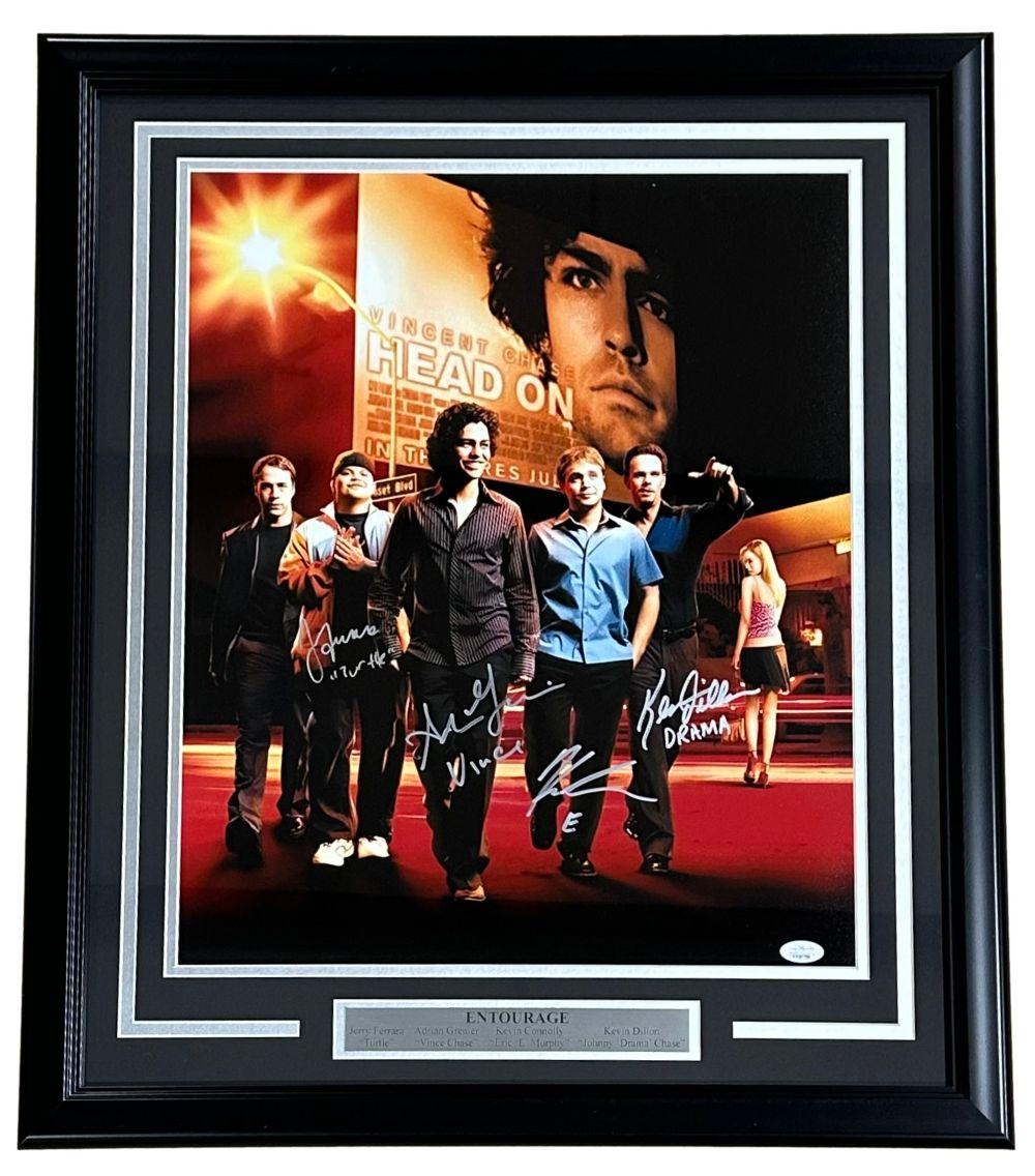 "Entourage" Custom Framed Photo Cast-Signed By (4) with Adrian Grenier, Kevin Connolly, Kevin Dillon & Jerry Ferrara (JSA) at PristineAuction.com "Entourage" Custom Framed Photo Cast-Signed By (4) with Adrian Grenier, Kevin Connolly, Kevin Dillon & Jerry Ferrara (JSA) at PristineAuction.com