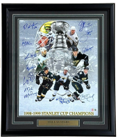 1998-99 Stars Custom Framed Photo Team-Signed By (10) with Mike Modano, Brett Hull, Joe Nieuwendyk, Ed Belfour (Beckett) at PristineAuction.com