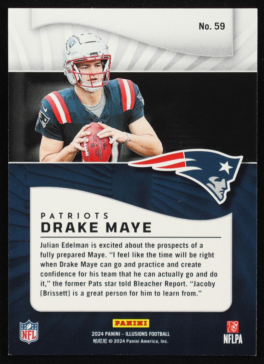 Drake Maye 2024 Panini Illusions Trophy Collection Orange #59 RC at PristineAuction.com Drake Maye 2024 Panini Illusions Trophy Collection Orange #59 RC at PristineAuction.com