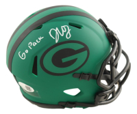 Dontayvion Wicks Signed Packers Rave Alternate Speed Mini Helmet Inscribed "Go Pack" (JSA) at PristineAuction.com
