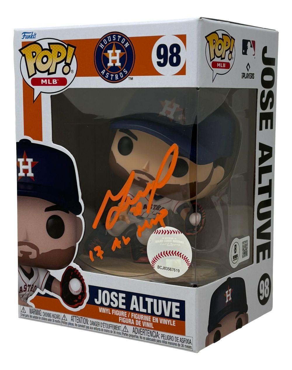 Jose Altuve Signed Astros #98 Funko Pop! Vinyl Figure Inscribed "17 AL MVP" (Beckett) at PristineAuction.com Jose Altuve Signed Astros #98 Funko Pop! Vinyl Figure Inscribed "17 AL MVP" (Beckett) at PristineAuction.com