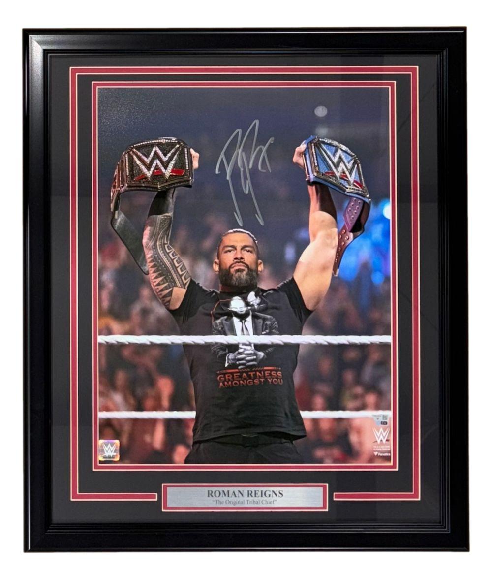 Roman Reigns Signed WWE Custom Framed Photo (Fanatics) at PristineAuction.com Roman Reigns Signed WWE Custom Framed Photo (Fanatics) at PristineAuction.com